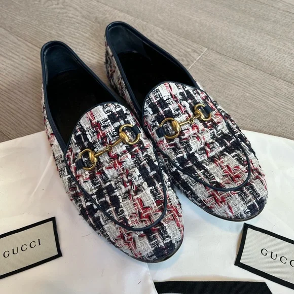 Gucci women’s tweed Jordaan loafer in size 37 - Picture 2 of 7